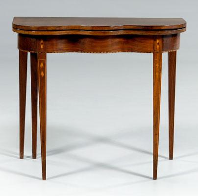 Appraisal: Federal style inlaid games tables walnut with serpentine top and