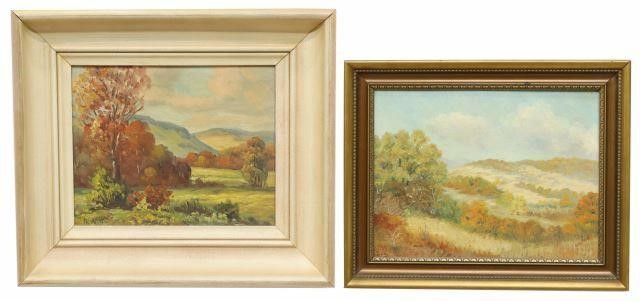 Appraisal: lot of Framed oil paintings on board including Texas Hill