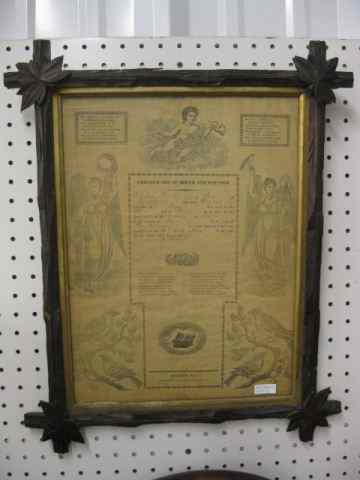 Appraisal: Pennsylvania Fraktur Berks County in carved twig frame