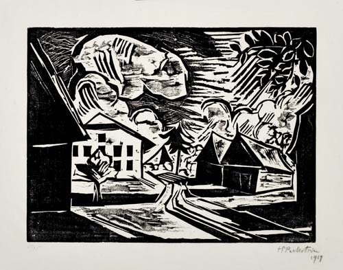 Appraisal: MAX PECHSTEIN Dorfstrasse Woodcut x mm x inches full margins