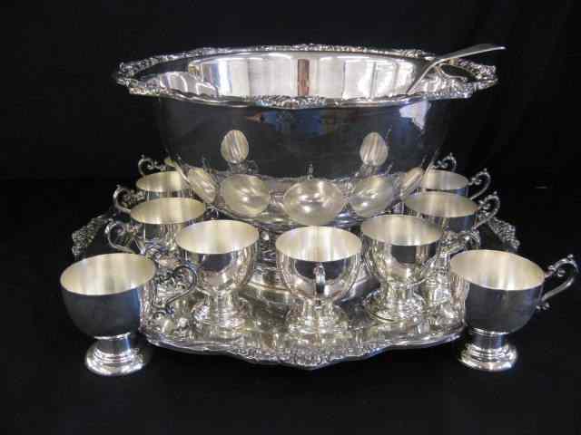 Appraisal: Silverplate Punch Set ''Heritage'' Patternby Rogers '' bowl '' tray