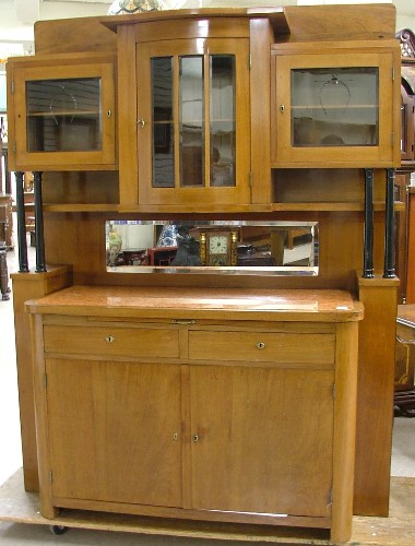 Appraisal: BIEDERMEIER STYLE MAHOGANY AND PARCEL EBONIZED SIDEBOARD German early th