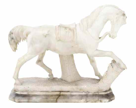 Appraisal: A Continental Carved Alabaster Figure of a Horse depicted with