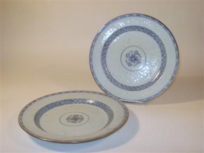 Appraisal: Pair of Chinese carved blue and white porcelain plateslate th