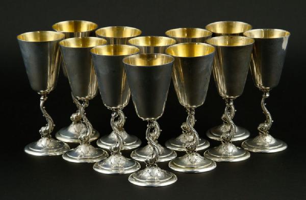 Appraisal: - Set of Peacock Sterling Port Sherry Cups Set of