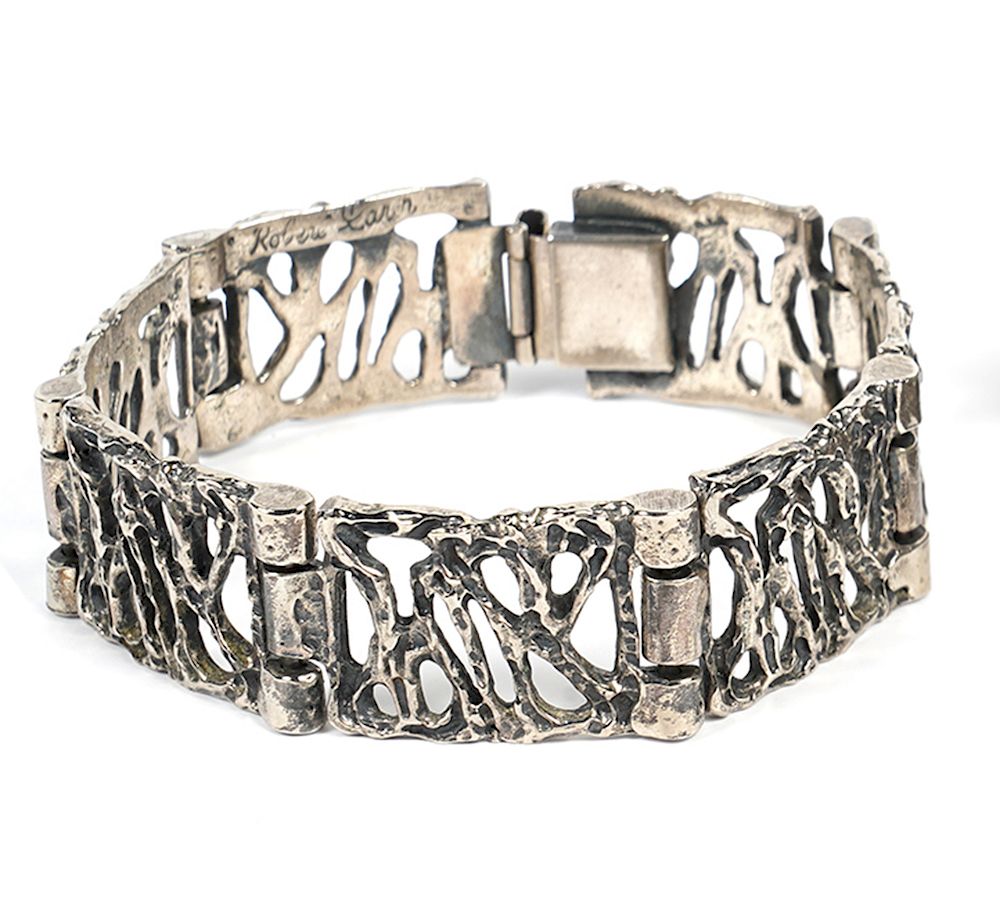 Appraisal: Robert Larin Silver 'Haunted Woods' Bracelet 'Haunted Woods' abstract designed