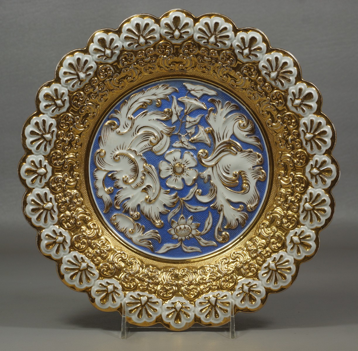 Appraisal: Meissen Blue and Gold Porcelain Serving Plate diameter