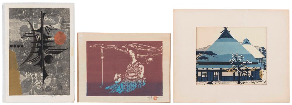 Appraisal: THREE WOODBLOCK PRINTS TH CENTURY TWO OBAN YOKO-E AND ONE