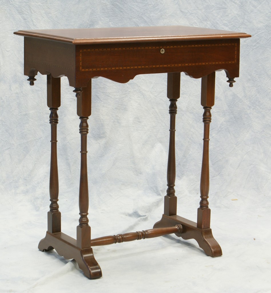 Appraisal: Inlaid mahogany Regency lift lid work table with fitted interior