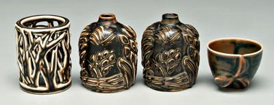 Appraisal: Four Axel Salto ceramic vessels Danish - all with black-brown