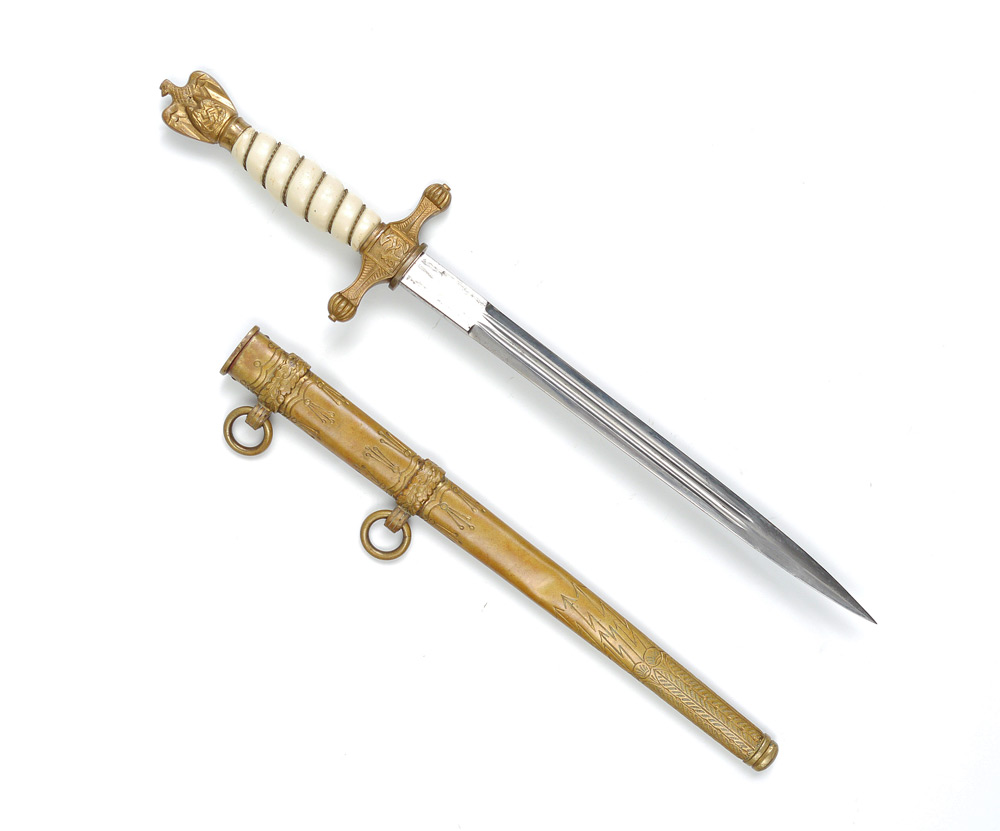 Appraisal: WWII GERMAN KRIEGSMARINE NAVAL DAGGER Hilt with eagle finial ivory