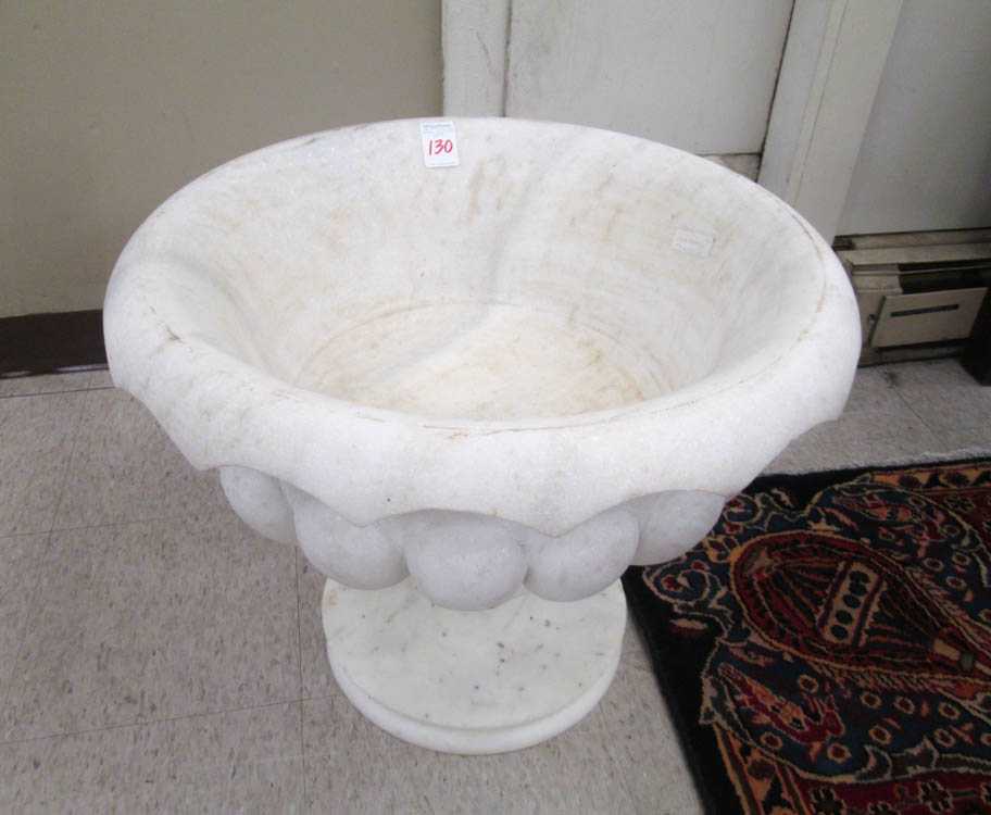 Appraisal: ROUND MARBLE PLANTER round bowl form on pedestal everted rim