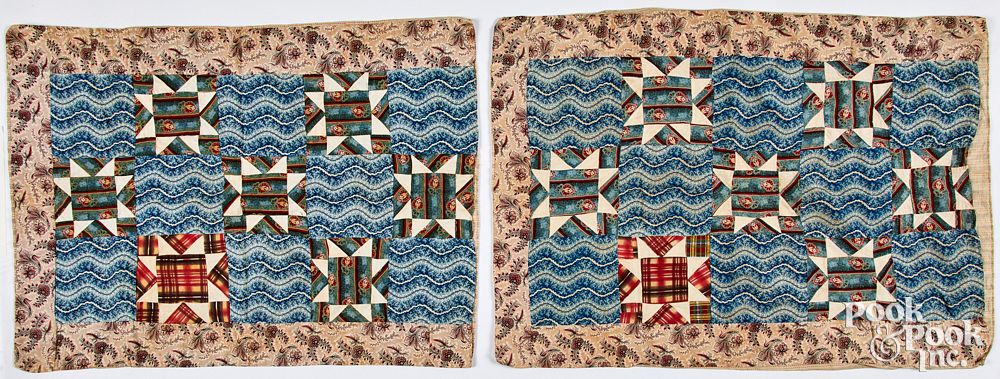 Appraisal: Lancaster Pennsylvania patchwork pillow covers Pair of Lancaster Pennsylvania patchwork