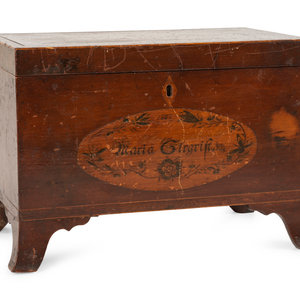 Appraisal: A Federal Stencil Decorated Mahogany Tea Caddy Circa inscribed Maria