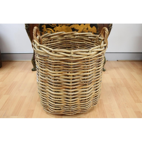 Appraisal: Large twin handled woven cane laundry basket approx cm H