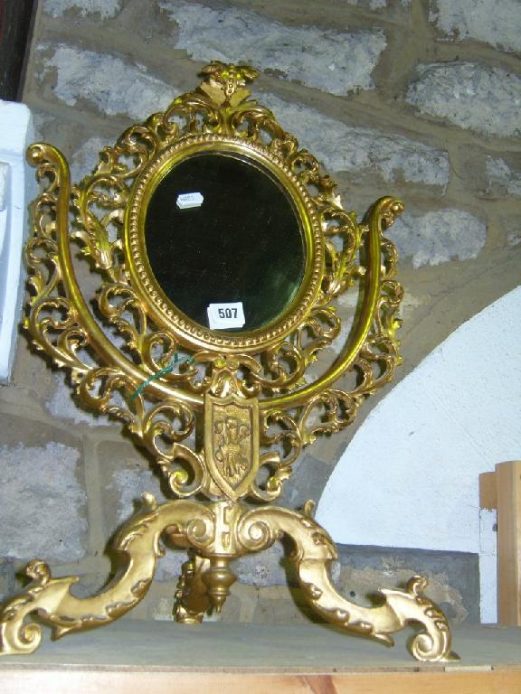 Appraisal: A th century Florentine toilet mirror the oval mirror plate