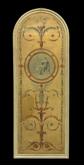 Appraisal: Louis XVI-Style Painted Canvas Panel mid- th century of arched