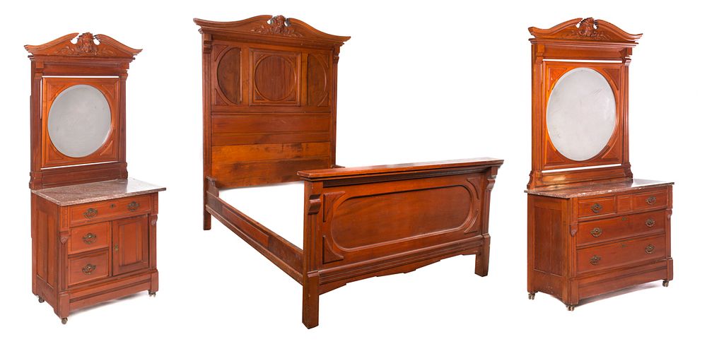 Appraisal: pc Victorian Man of the North Bedroom Set w Safe