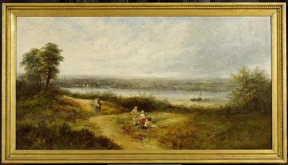 Appraisal: ENGLISH SCHOOL th th c Landscape with a view of