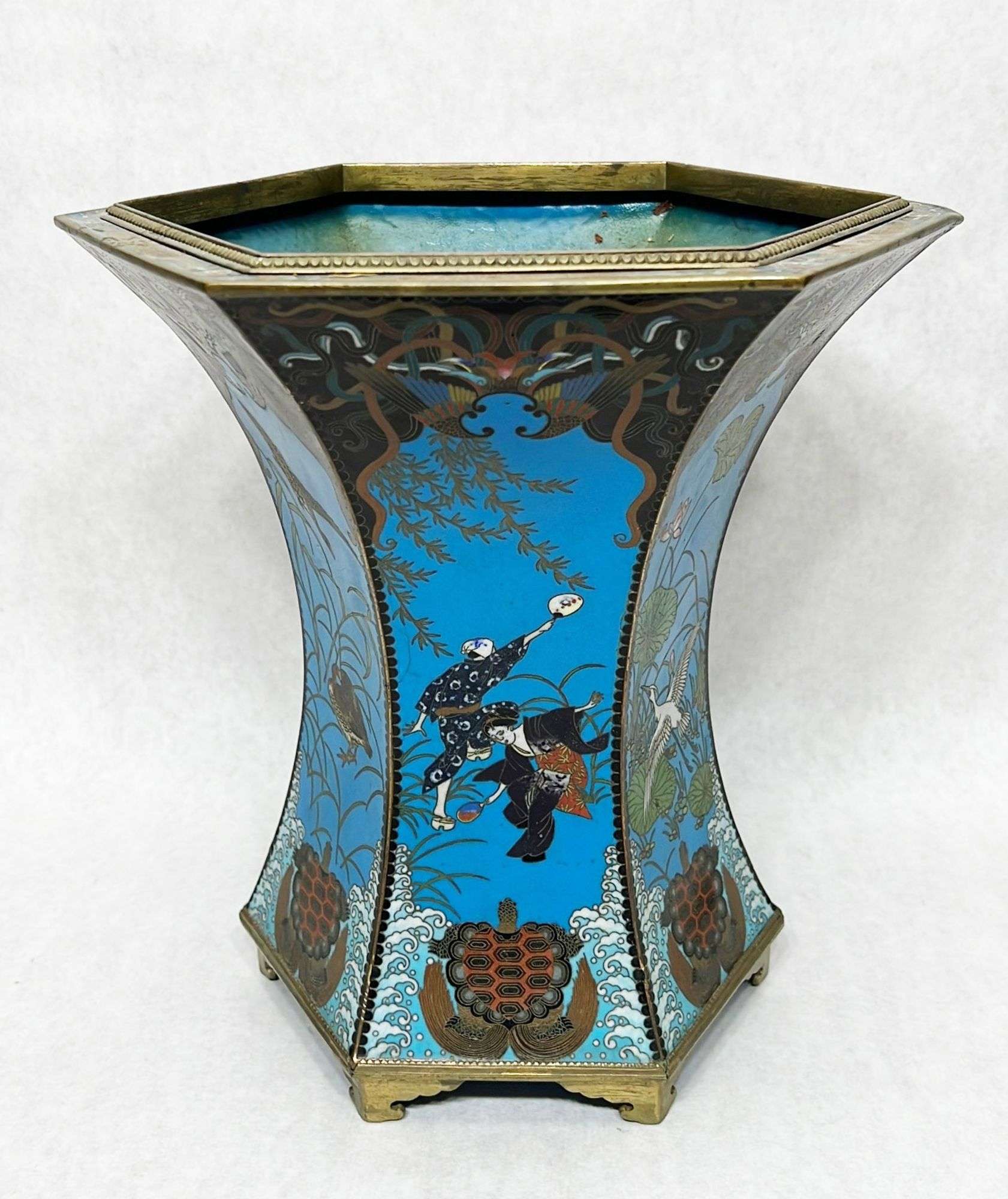 Appraisal: Large Japanese Meiji Period Sided Cloisonne Vase tall wide at