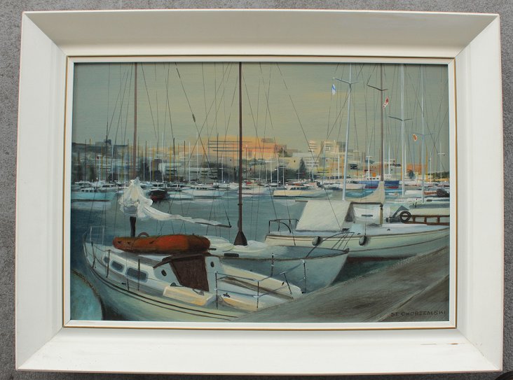 Appraisal: CHORZEMSKI Stanislaw th Century ''The Harbor of Pireus-Micro Limano Oil