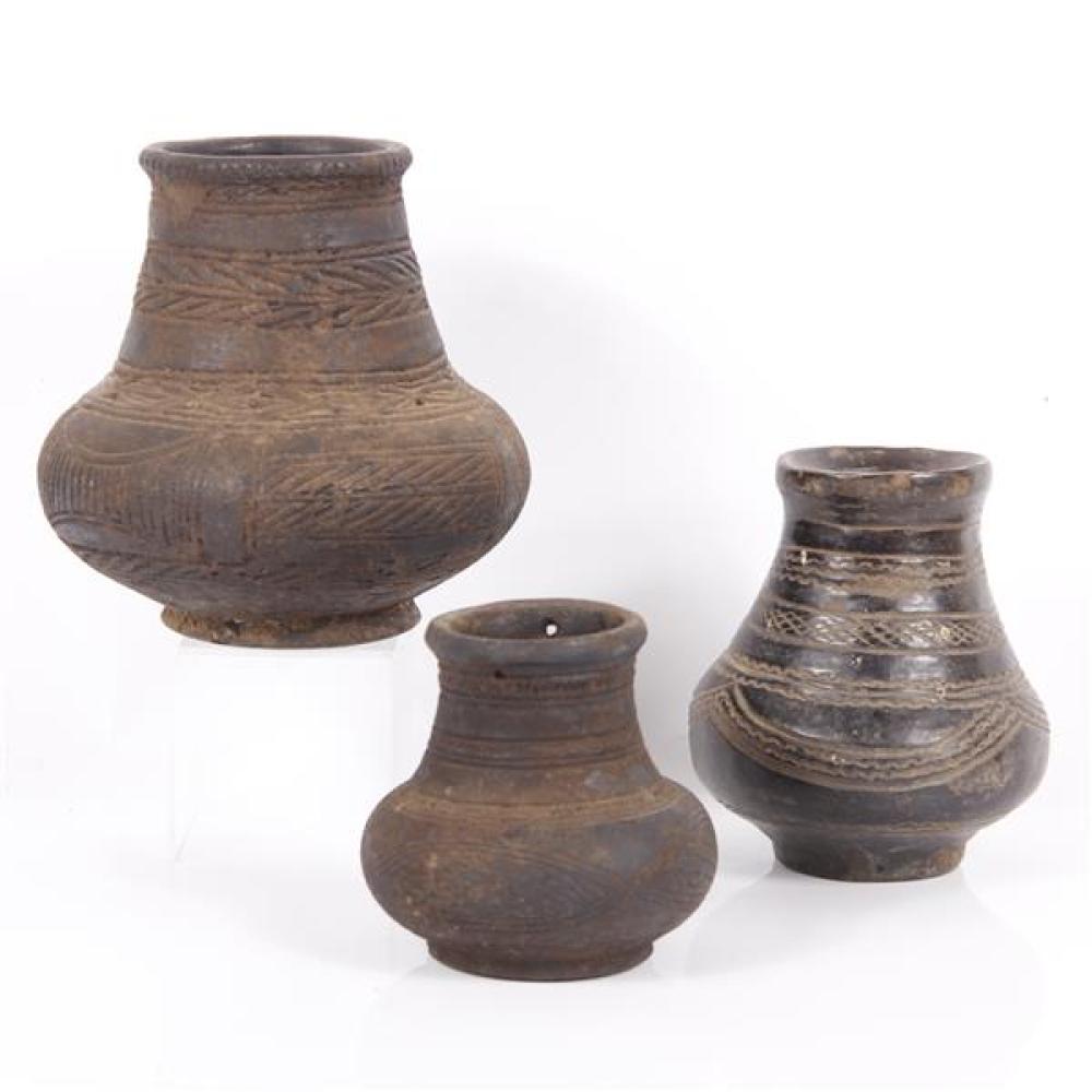 Appraisal: GROUP OF POTS DAN LIBERIA TERRA COTTA WITH BLACK PATINAS