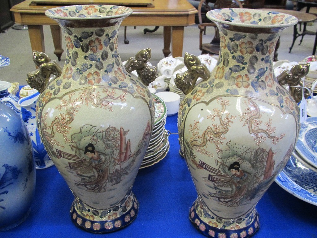 Appraisal: Pair of large Japanese vases decorated with Geishas