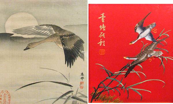 Appraisal: A group of twelve Asian prints depicting birds and butterflies