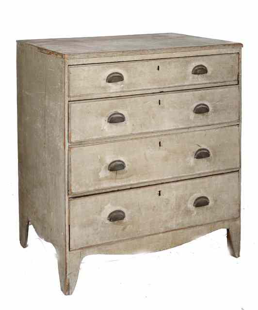 Appraisal: AN EARLY VICTORIAN PAINTED PINE CHEST of four long drawers