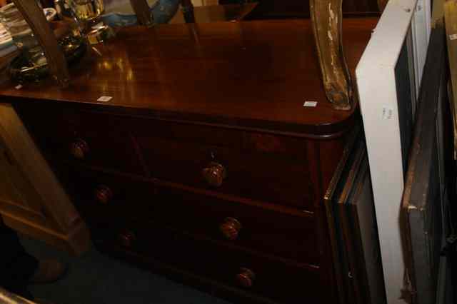 Appraisal: A TH CENTURY MAHOGANY CHEST of two long two short