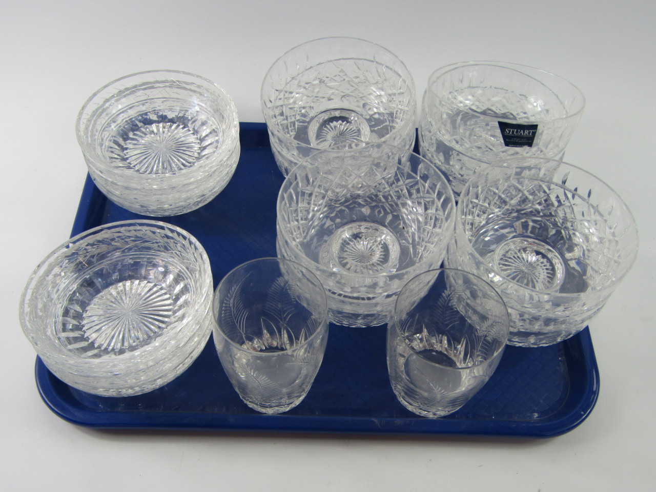 Appraisal: Stuart Crystal sundae dishes part hobnail cut decoration cm diameter