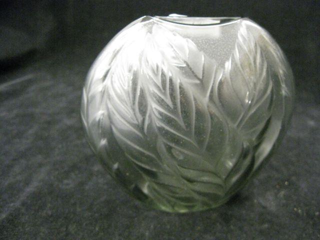 Appraisal: Lalique French Crystal Vase leaf design on smoke frosted glass