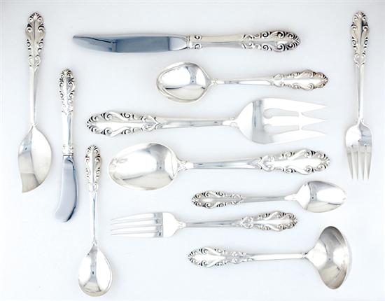 Appraisal: Towle sterling flatware service circa Esplanade pattern consisting of hollow-handle