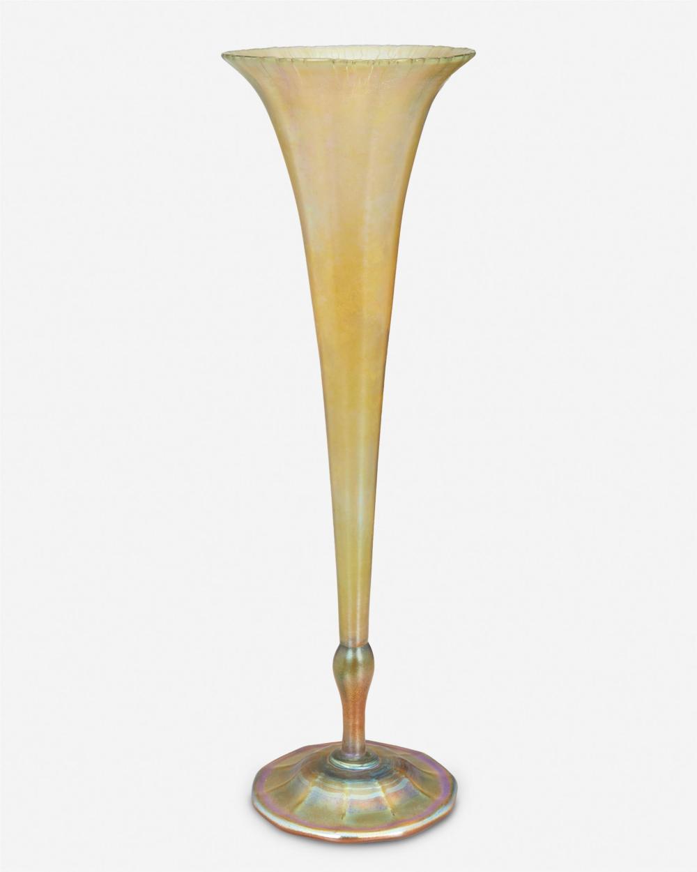 Appraisal: A L C Tiffany Favrile glass trumpet vase - New