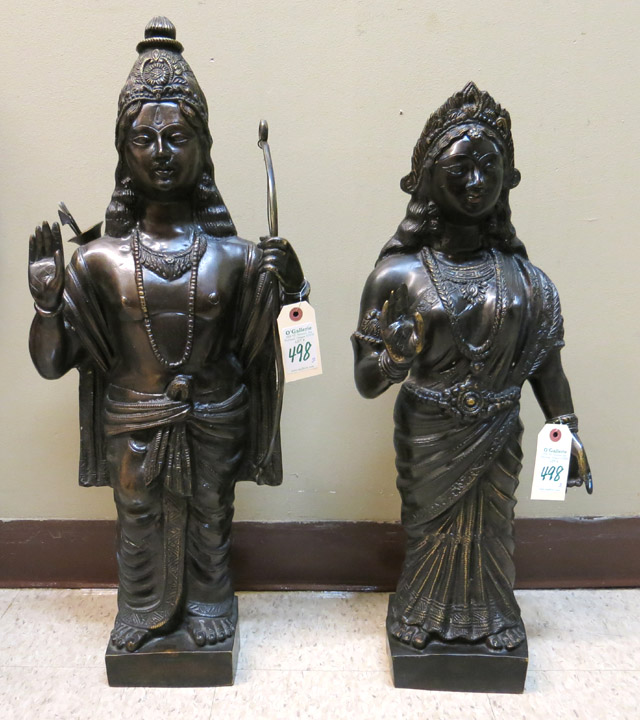 Appraisal: TWO INDIA BRONZE FEMALE BODHISATTVA FIGURES both in standing pose