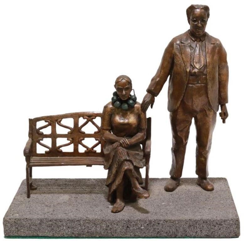 Appraisal: Patinated bronze sculpture Frida Kahlo and Diego Rivera signed in