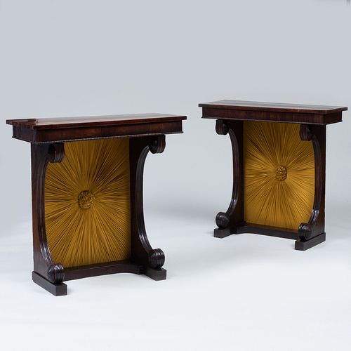 Appraisal: PAIR OF LATE WILLIAM IV CARVED ROSEWOOD CONSOLE TABLES x