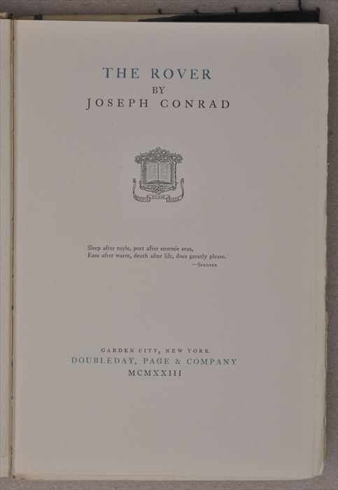 Appraisal: SIGNED CONRAD JOSEPH THE ROVER Garden City First edition VO