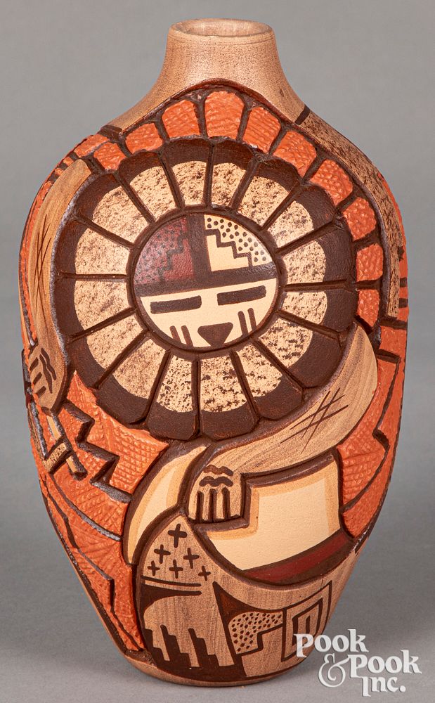 Appraisal: Tom Polacca Hopi Indian pottery vase Tom Polacca - Hopi