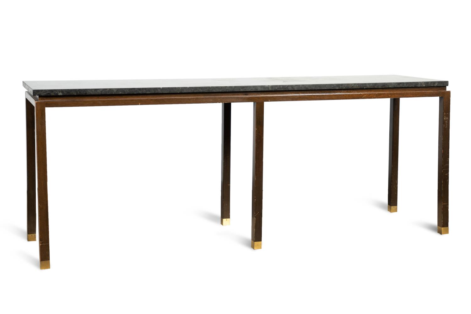 Appraisal: WORMLEY STYLE QUARTZ TOP WOOD CONSOLE TABLE Style of Edward