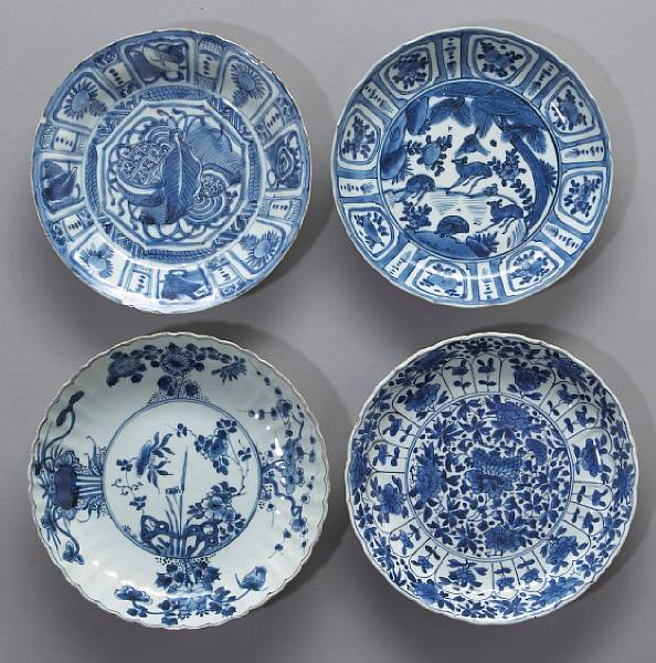 Appraisal: A group of four blue and white export porcelain dishes