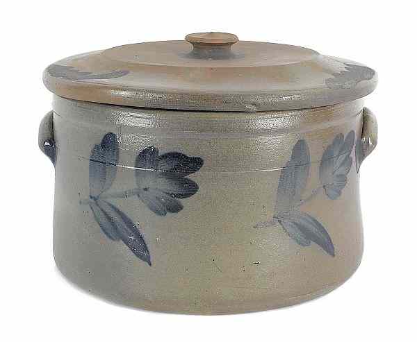 Appraisal: Pennsylvania stoneware butter crock and lid th c with cobalt