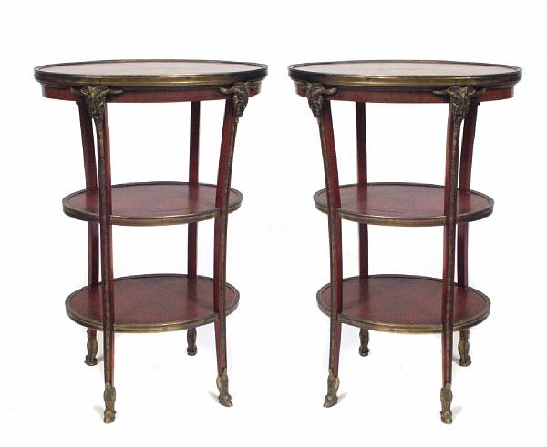 Appraisal: A pair of Louis XV style oval tables with bronze