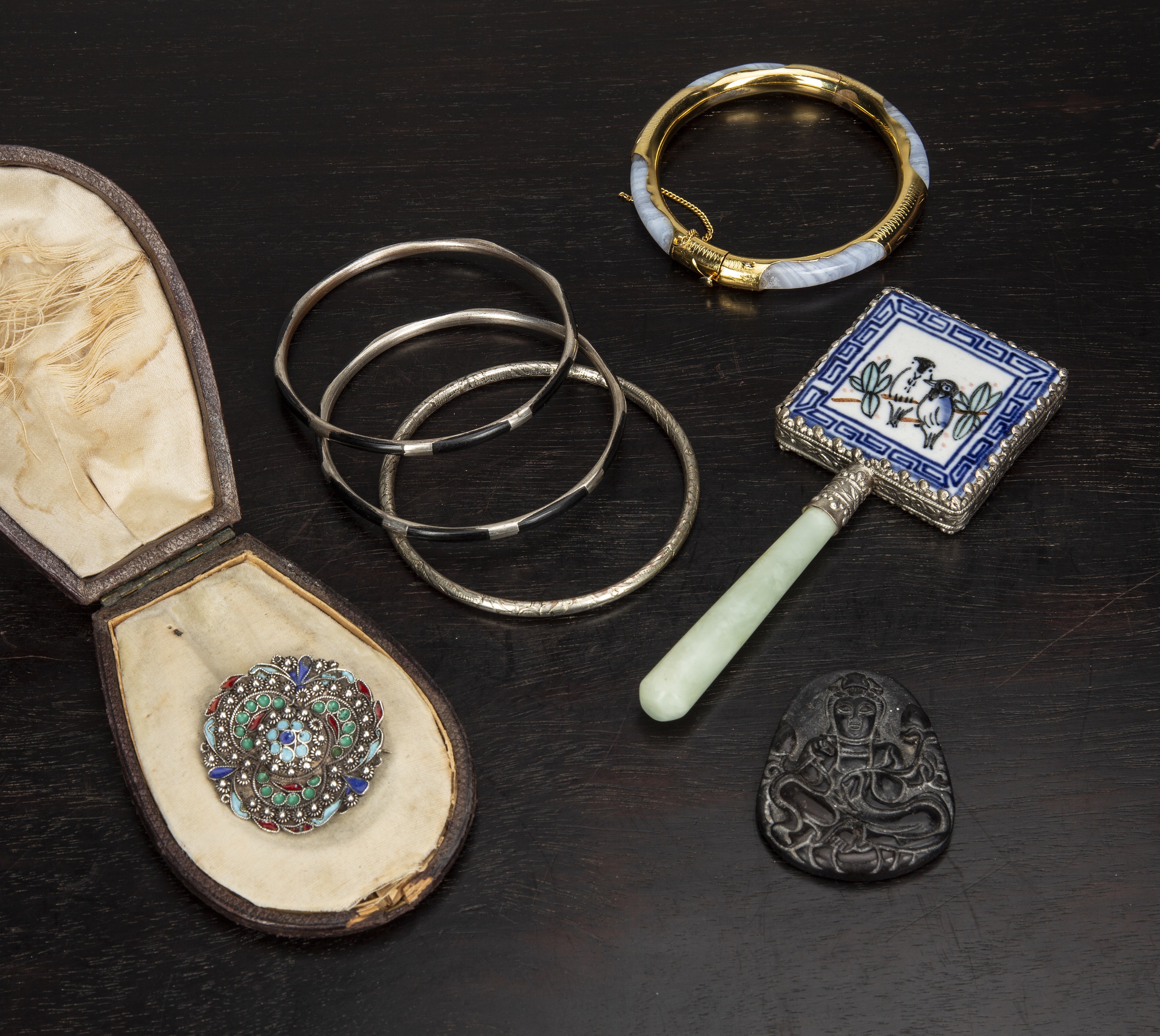 Appraisal: Collection of jewellery comprising of white metal and enamel bangles