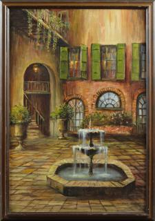 Appraisal: Harold Napoleon King - New Orleans French Quarter Patio oil