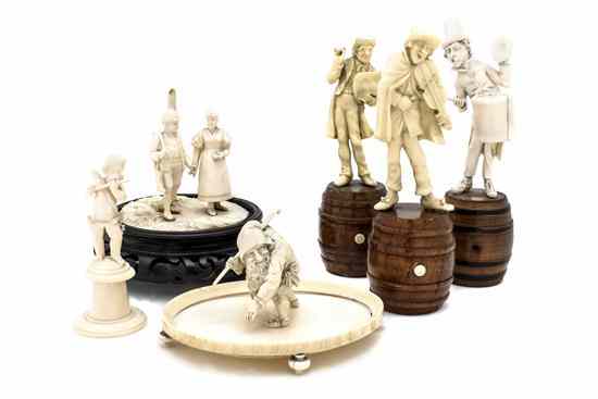 Appraisal: A Collection of Six Continental Ivory Figures comprising a gnome