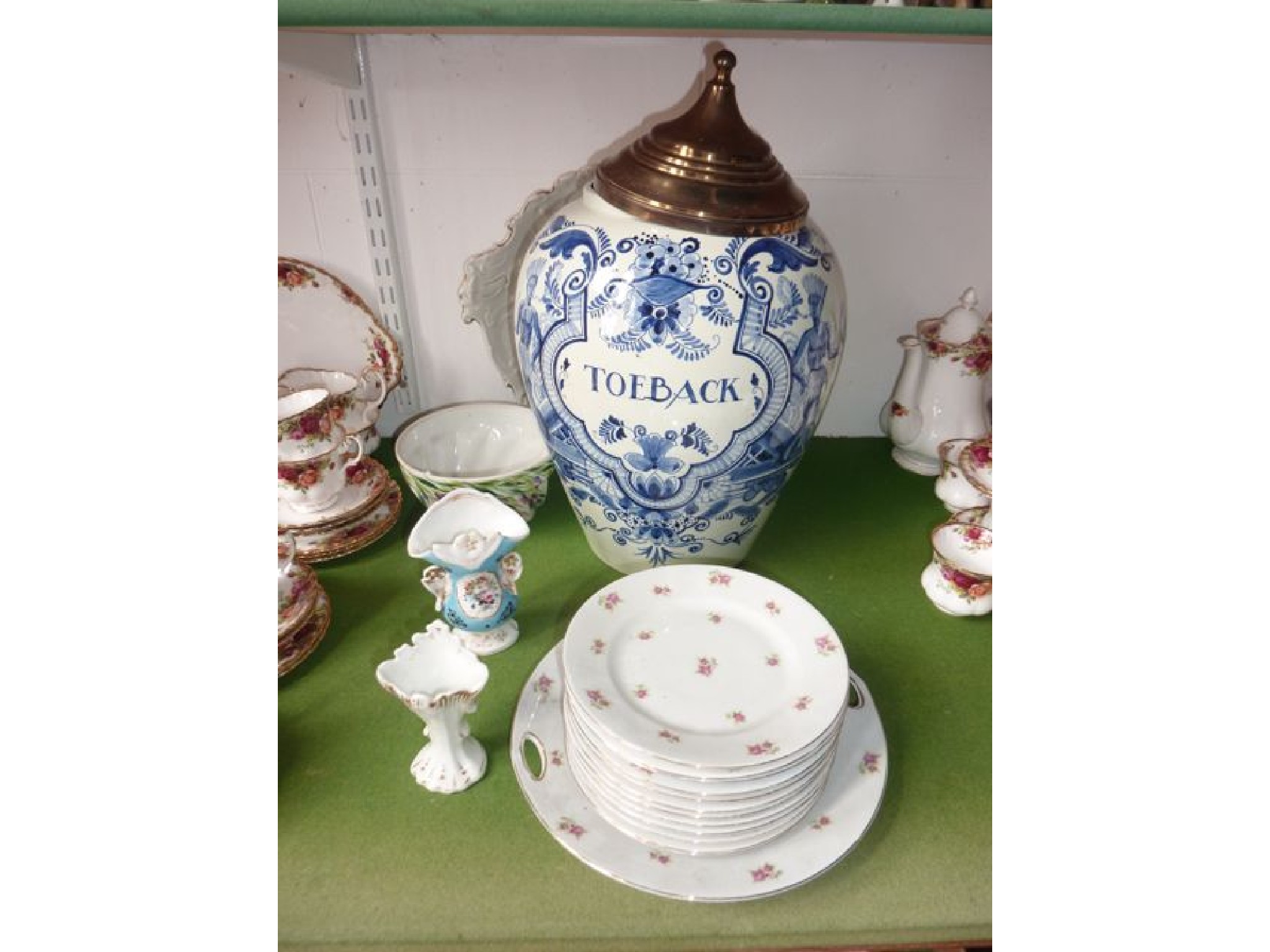 Appraisal: A large Dutch Delftware outsized tobacco jar and cover with