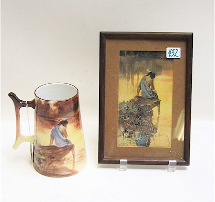 Appraisal: AFTER EDMUND FREDERICK PORCELAIN MUG AND PRINT American born each