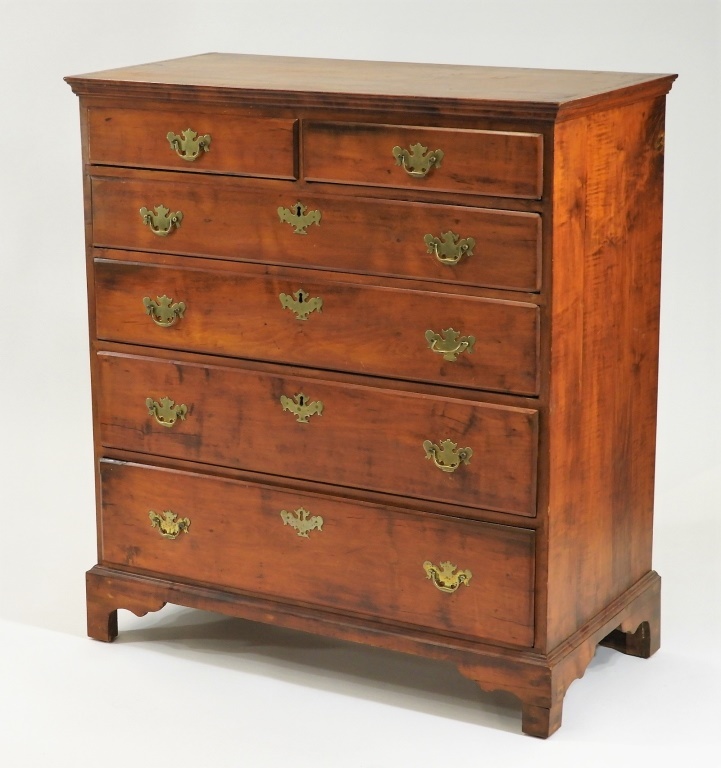 Appraisal: C NEW ENGLAND CHERRY QUEEN ANNE CHEST OF DRAWERS New