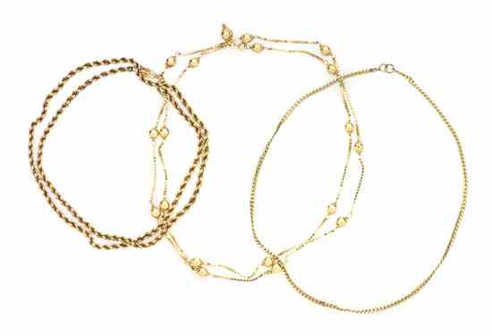 Appraisal: A Collection of Karat Yellow Gold Chains consisting of one